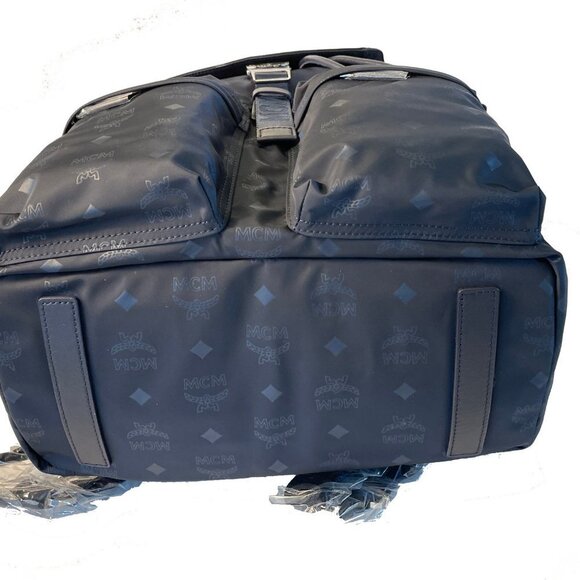 MCM Dieter Navy Blue Nylon Visetos Backpack - Picture 9 of 9